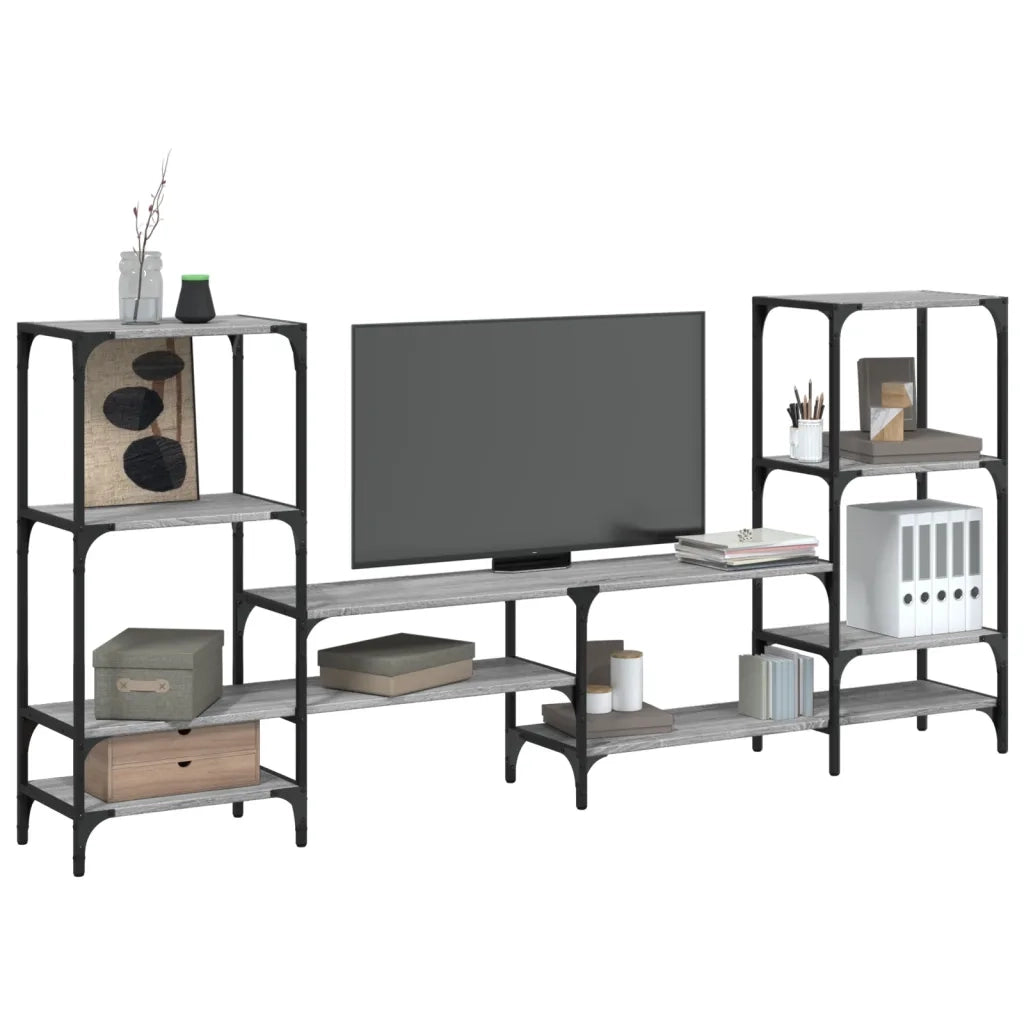 Mobile Porta TV-Mobile per TV-Credenza TV Grigio Sonoma 206,5x28,5x95cm Legno Multistrato