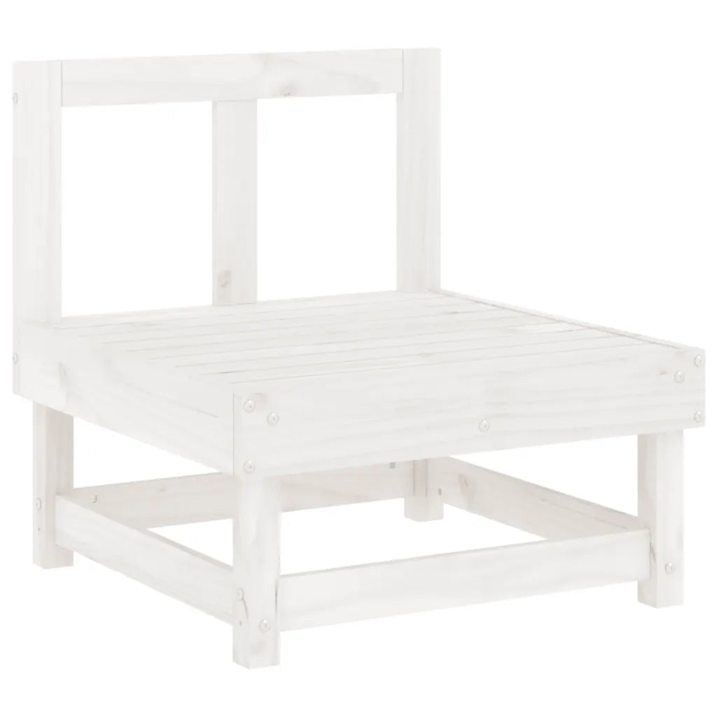 Divano Centrale da Giardino-Sofa Modulare-Divanetto da esterno Bianco in Legno Massello di Pino 524977