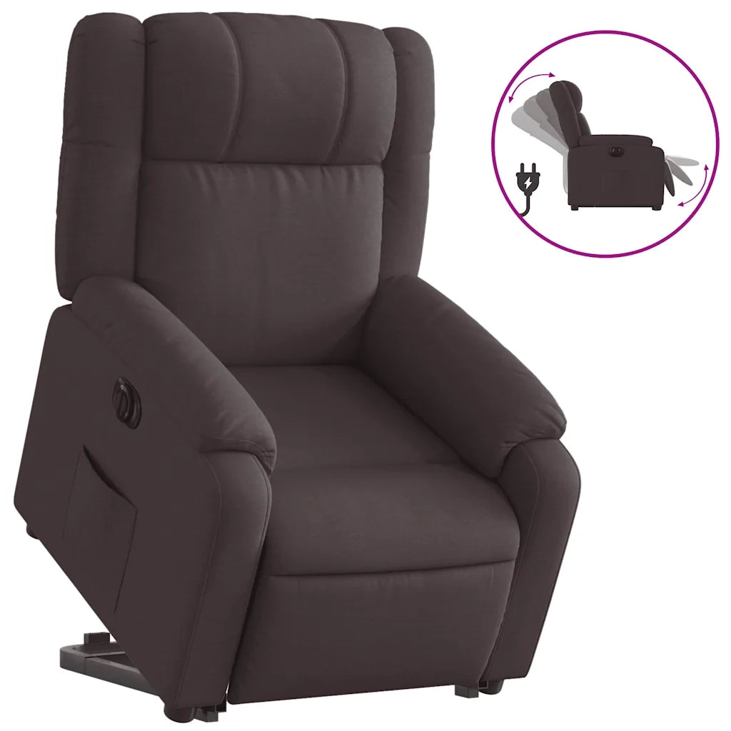 Poltrona Alzapersona Reclinante Elettrica Marrone Scuro Tessuto 3205231