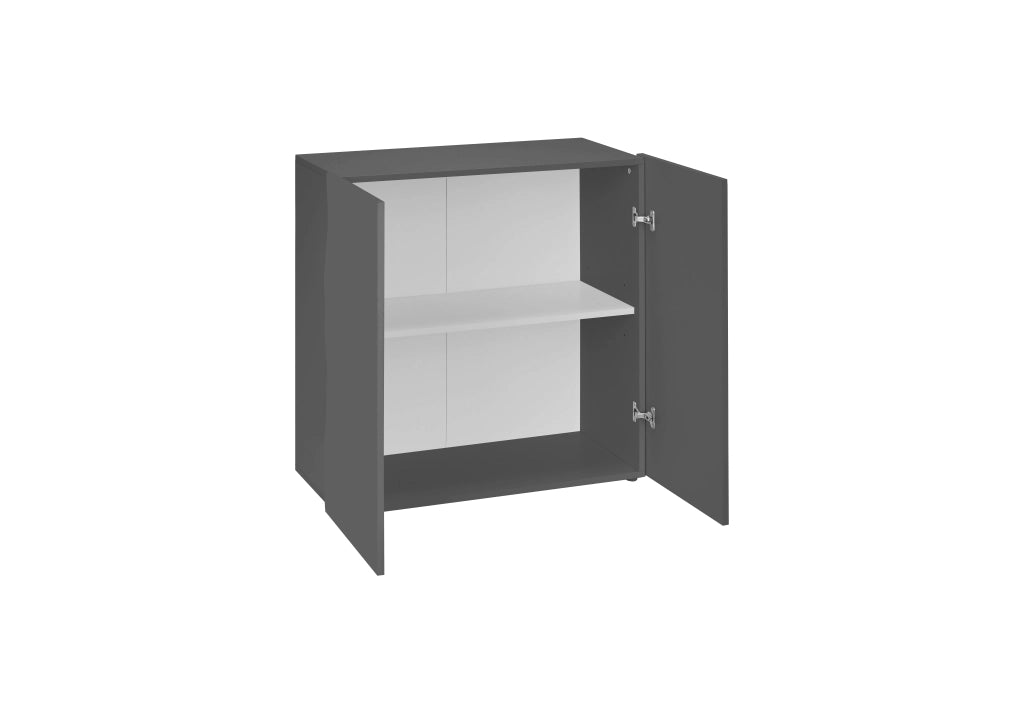 Mobile Multiuso 2 Ante Battenti Onda 90x40x81 cm Finitura in Melamina Antracite Opaco
