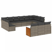 Set Divani da Giardino 13 pz con Cuscini Grigio in Polyrattancod mxl 90141