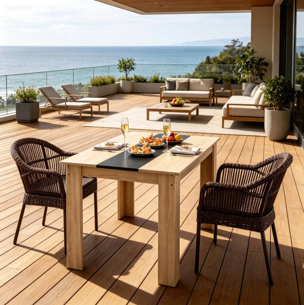 Tavolo da pranzo 120x69 cm in rovere e nero per 4-6 persone