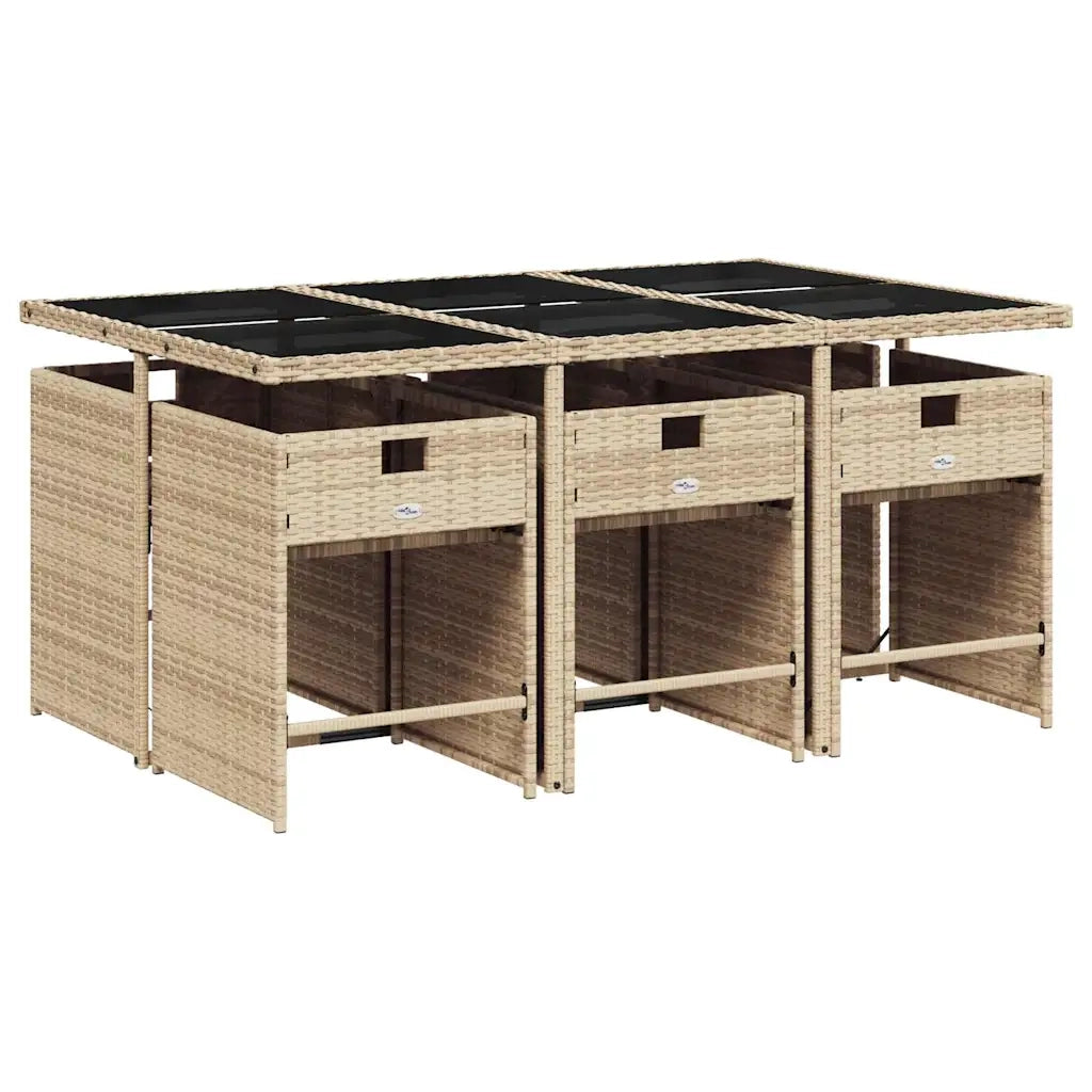 Set Pranzo da Giardino 7 pz con Cuscini Beige Misto Polyrattan 3211092