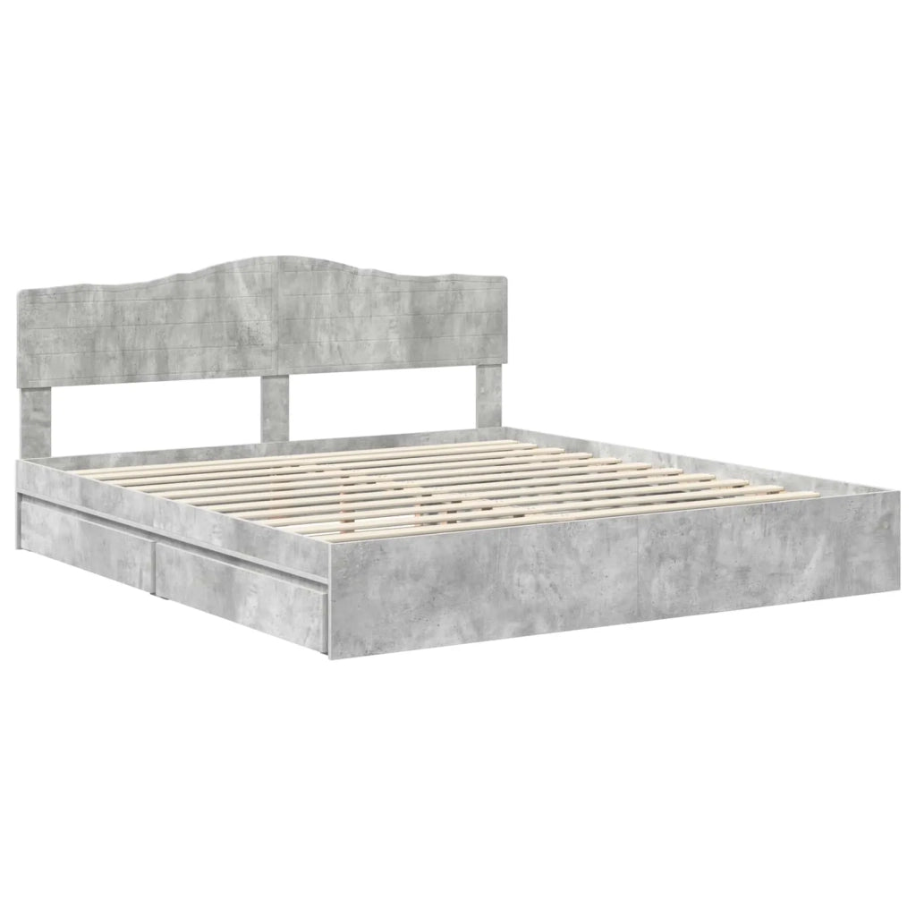 Letto con Contenitore con testiera Grigio cemento 200 x 200 cm