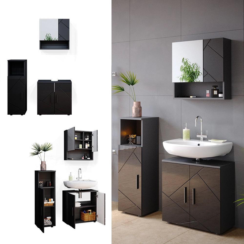 Vicco Set mobili bagno Antracite lucido 3 parti