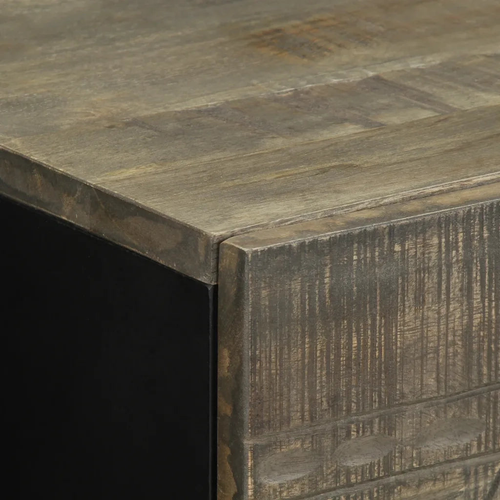 Comodino-Tavolino da notte Grigio Chiaro 50x33x60 cm in Legno Massello di Mango 374270