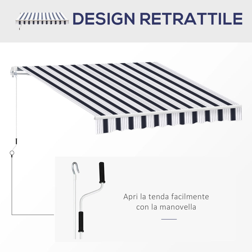 Tenda da Sole Avvolgibile Manuale ¨C zephmum ¨C Alluminio e Poliestere Blu e Bianco 250x200cm