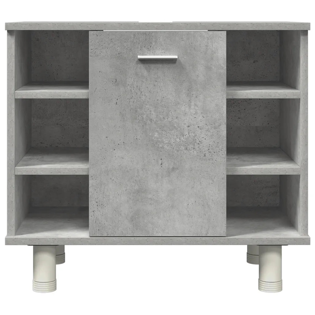 Set Mobili da Bagno 4 pz Grigio Cemento in Legno Multistrato