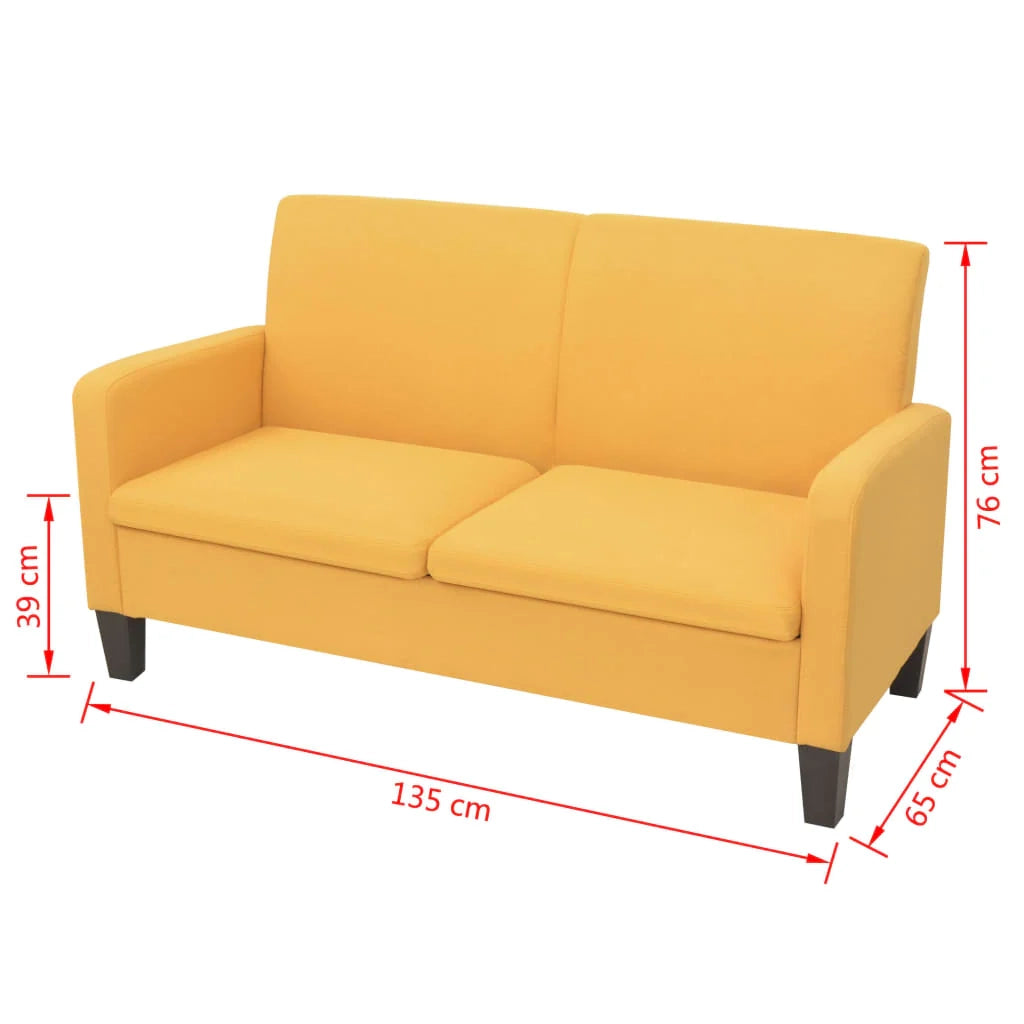 Divano a 2 posti per soggiorno salotto casa uso interno 135 x 65 x 76 cm giallo 02_0020022