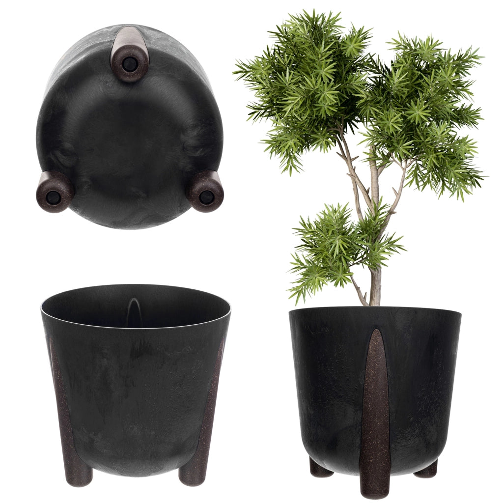 Vaso da fiori KADAX, coprivaso, fiori su gambe, con inserto, supporto per fiori, nero, 21 cm