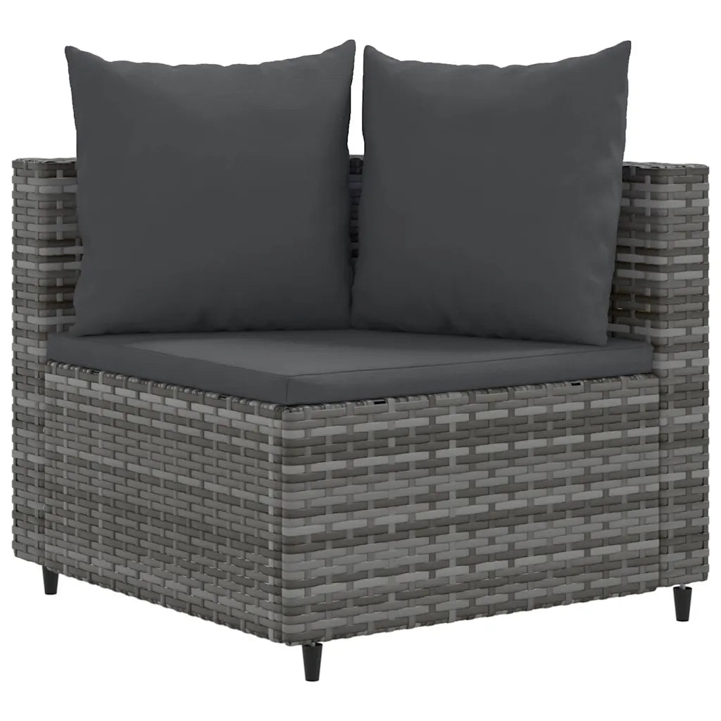Set Divano da Giardino 6 pz con Cuscini Grigio in Polyrattan