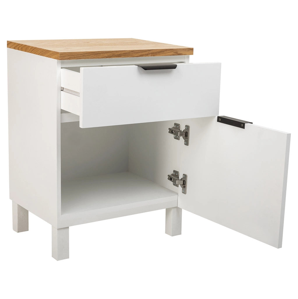 Comodino in legno con 1 cassetto e 1 anta 45x35x60h cm
