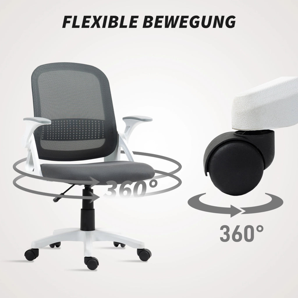 Sedia da ufficio ergonomica ¨C zephmum ¨C Grigio, Schienale in rete, Supporto lombare
