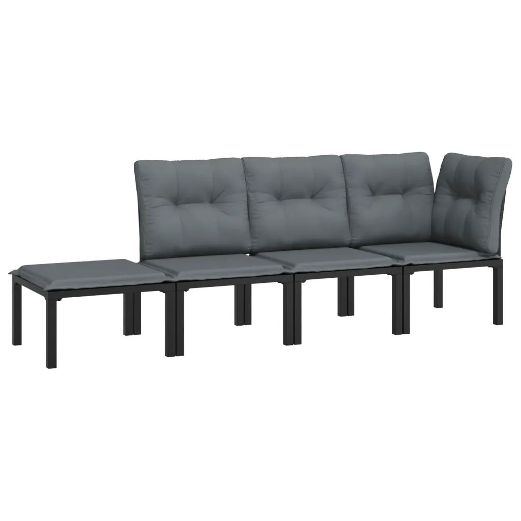 Set Salotto da Giardino 4 pz Nero e Grigio in Polyrattancod mxl 71656
