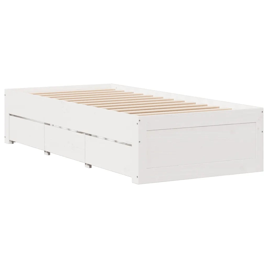 Giroletto senza Materasso con Cassetti Bianco 90x190 cm Pino