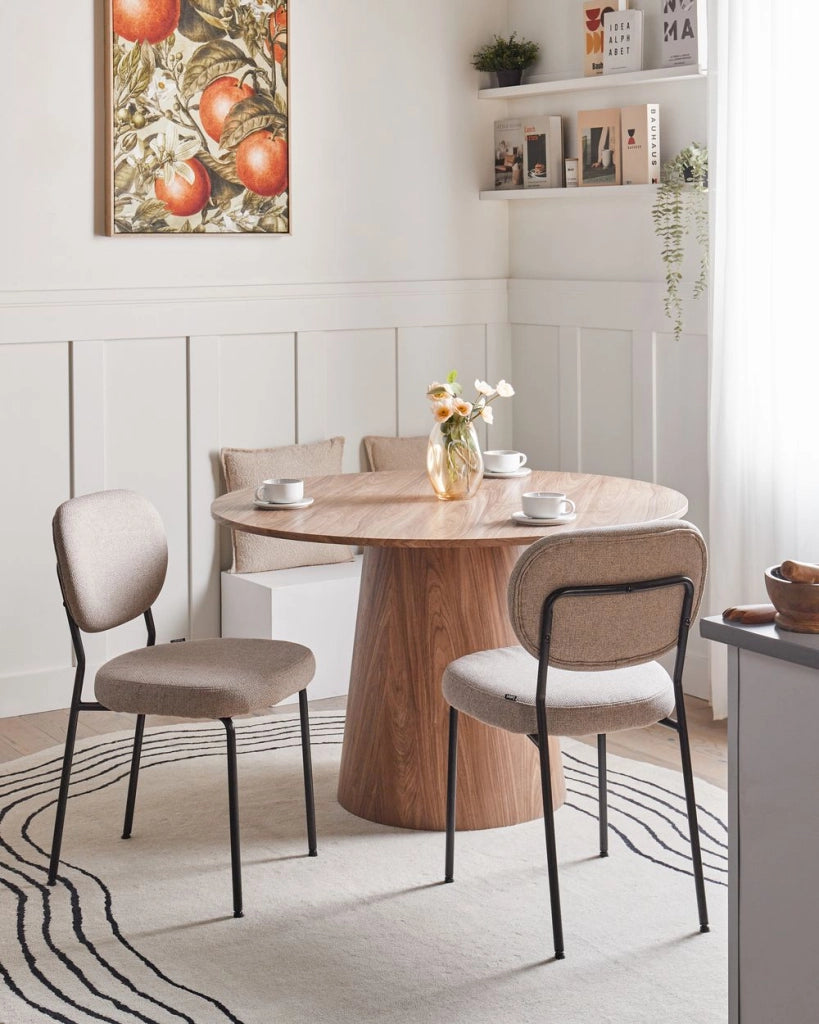 Set di 2 sedie da pranzo senza braccioli Tappezzeria marrone stile scandinavo