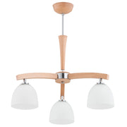 Plafoniera in legno 3 luci vetro E27 Alfa AXIM cromo