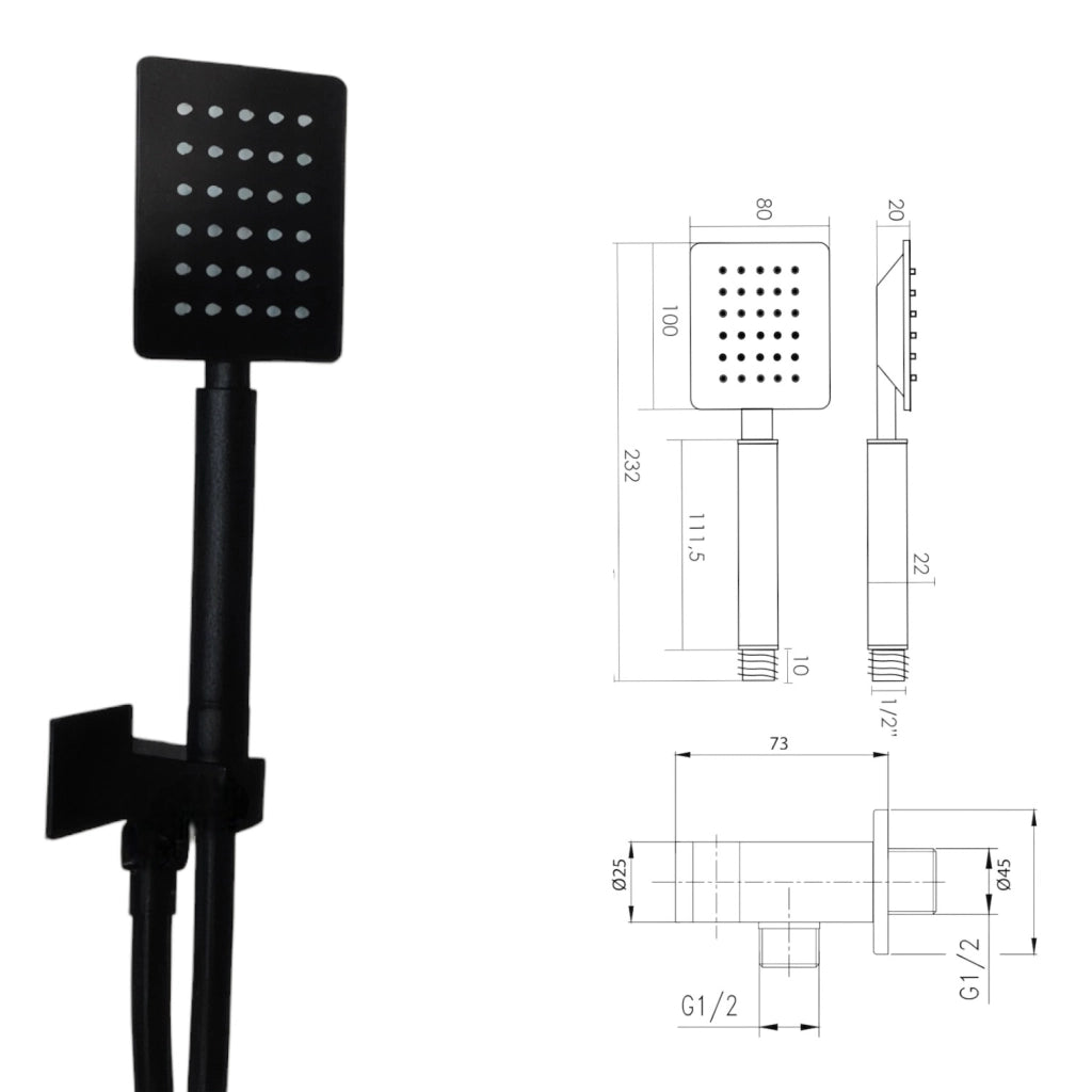 Set doccia quadrato nero opaco