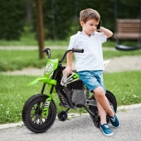 Moto Elettrica per Bambini con Rotelle e Indicatore di Carica, in PP e Metallo, 107x56x70 cm, Verde