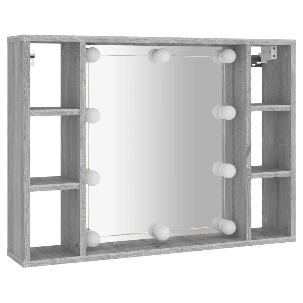 Armadio a specchio con illuminazione a LED 76 x 15 x 55 cm grigio 02_0006678