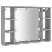 Armadio a specchio con illuminazione a LED 76 x 15 x 55 cm grigio 02_0006678