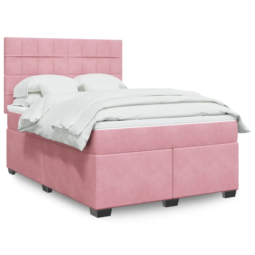 Giroletto a Molle con Materasso Rosa 140x200 cm in Velluto 3290935