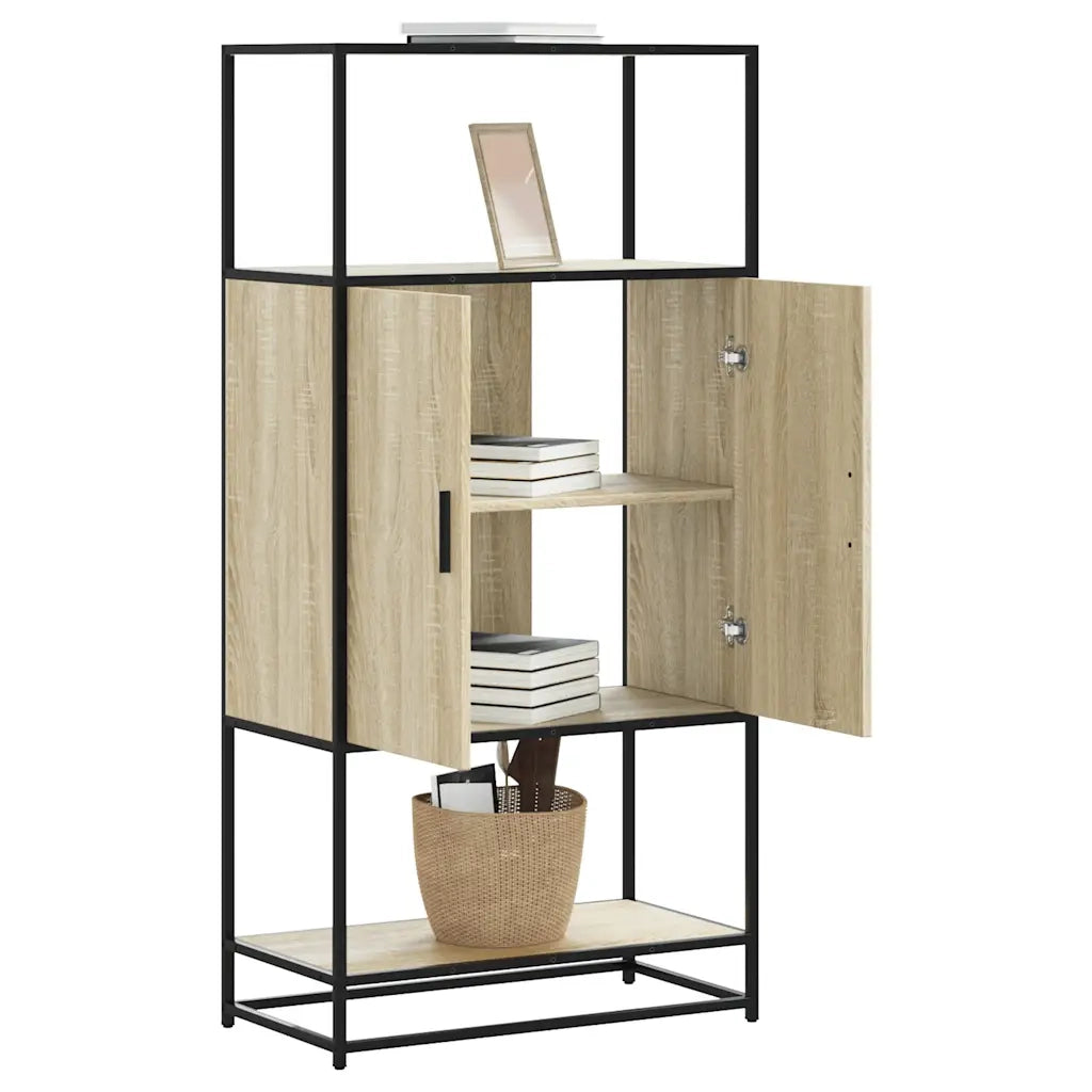 Credenza-Buffet-Armadio da cucina Rovere Sonoma 68x35x139 cm Legno Multistrato Metallo 909882
