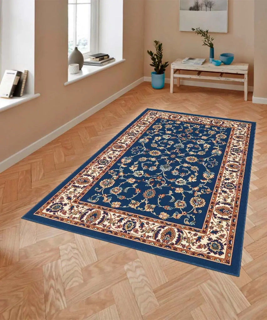 Tappeto P2079 azzurro cm.280x570 motivo classico orientale persiano, economico resistente facile da pulire