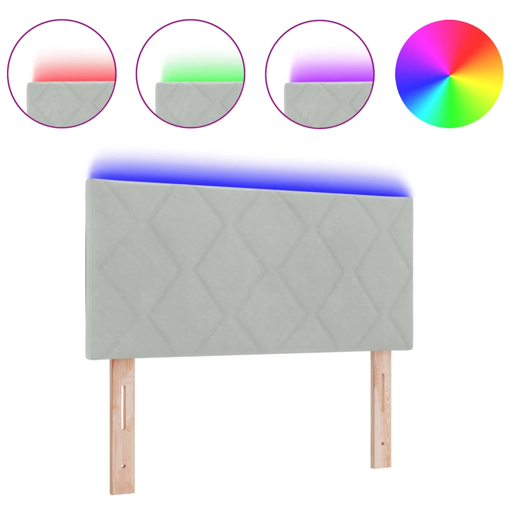 Testata LED Design a Blocchi di Diamante Grigio Chiaro 100 cm Velluto