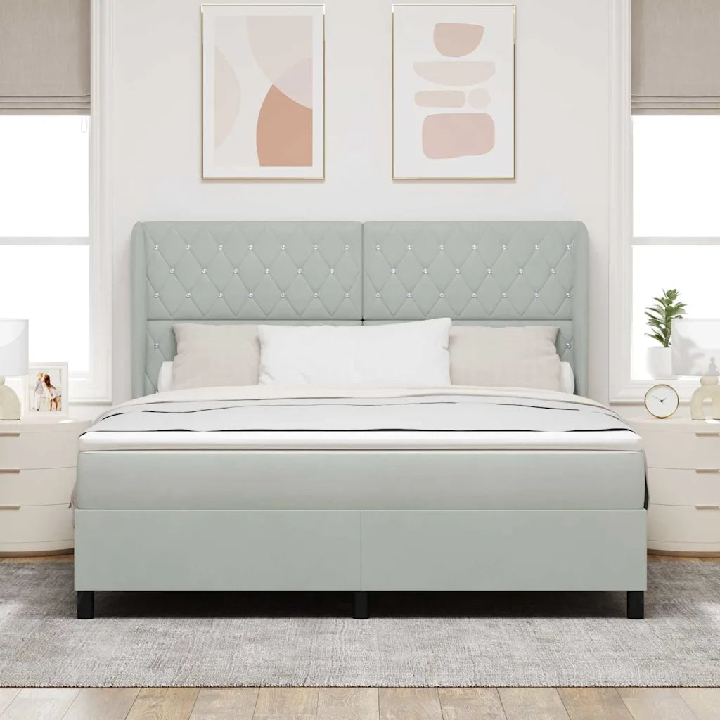 Letto a molle con materasso Grigio chiaro 200 x 180 cm Velluto 3340886