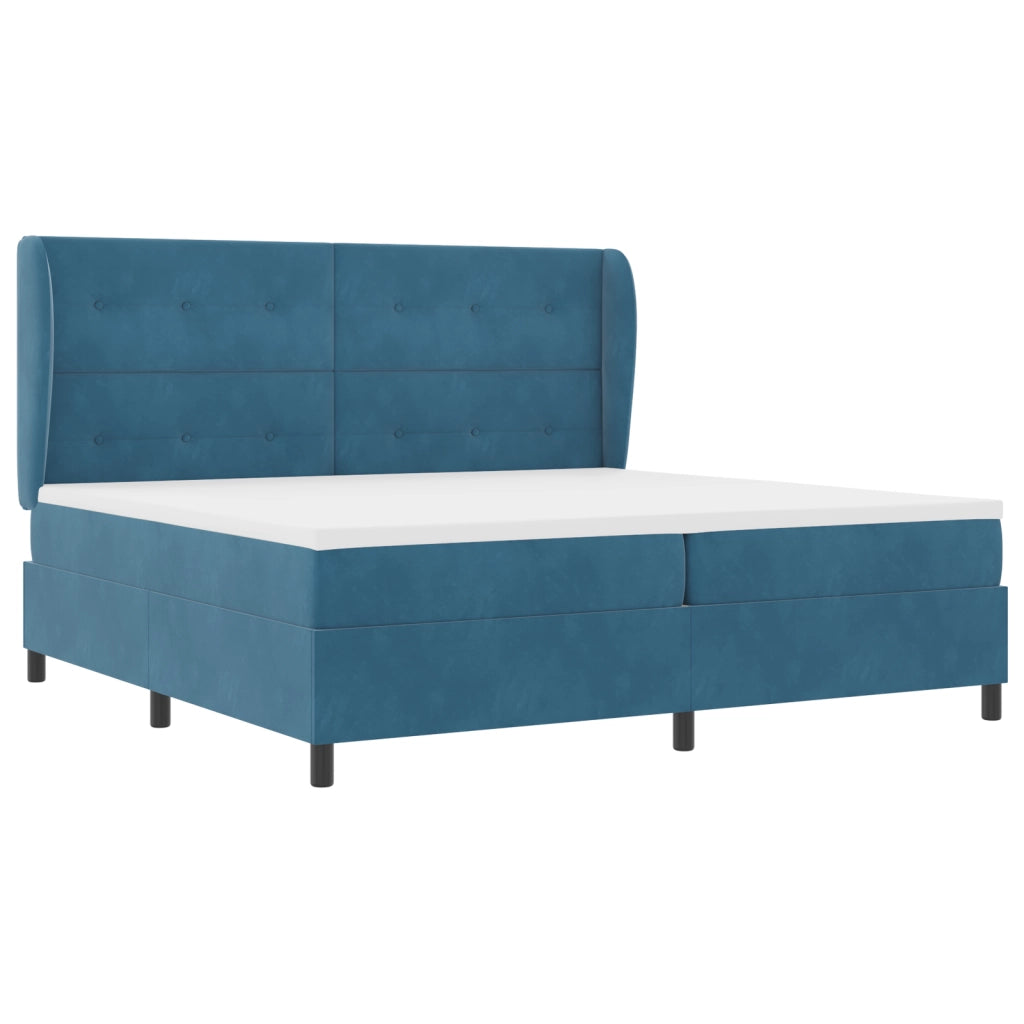 Rete a doghe con materasso  Blu scuro 200x200 cm Velluto