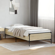 Giroletto-Struttura Letto Rovere Sonoma 90x190cm in Legno Multistrato e Metallo 581604