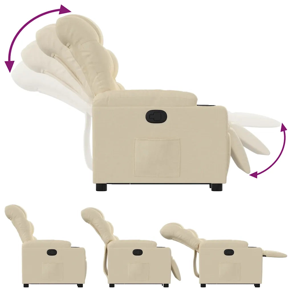 Poltrona | Sedia Relax Alzapersona Reclinabile Crema in Tessuto
