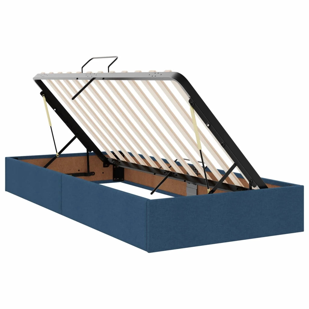 Letto ottomano con archiviazione Blu 90 x 190 cm Tessuto 3442795