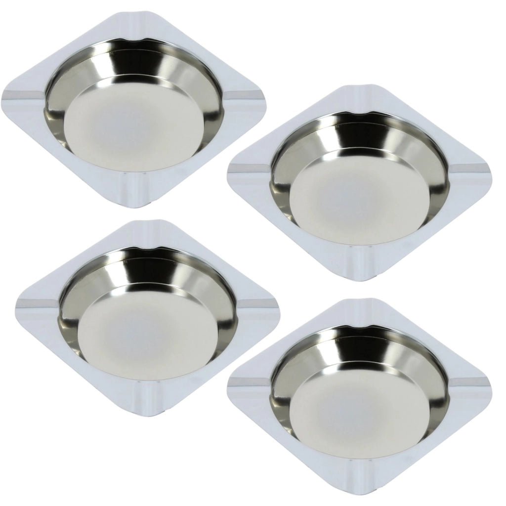 4 Posacenere in Acciaio Inox Diametro 11,5 Cm Posacenere Esterno Interno 59817