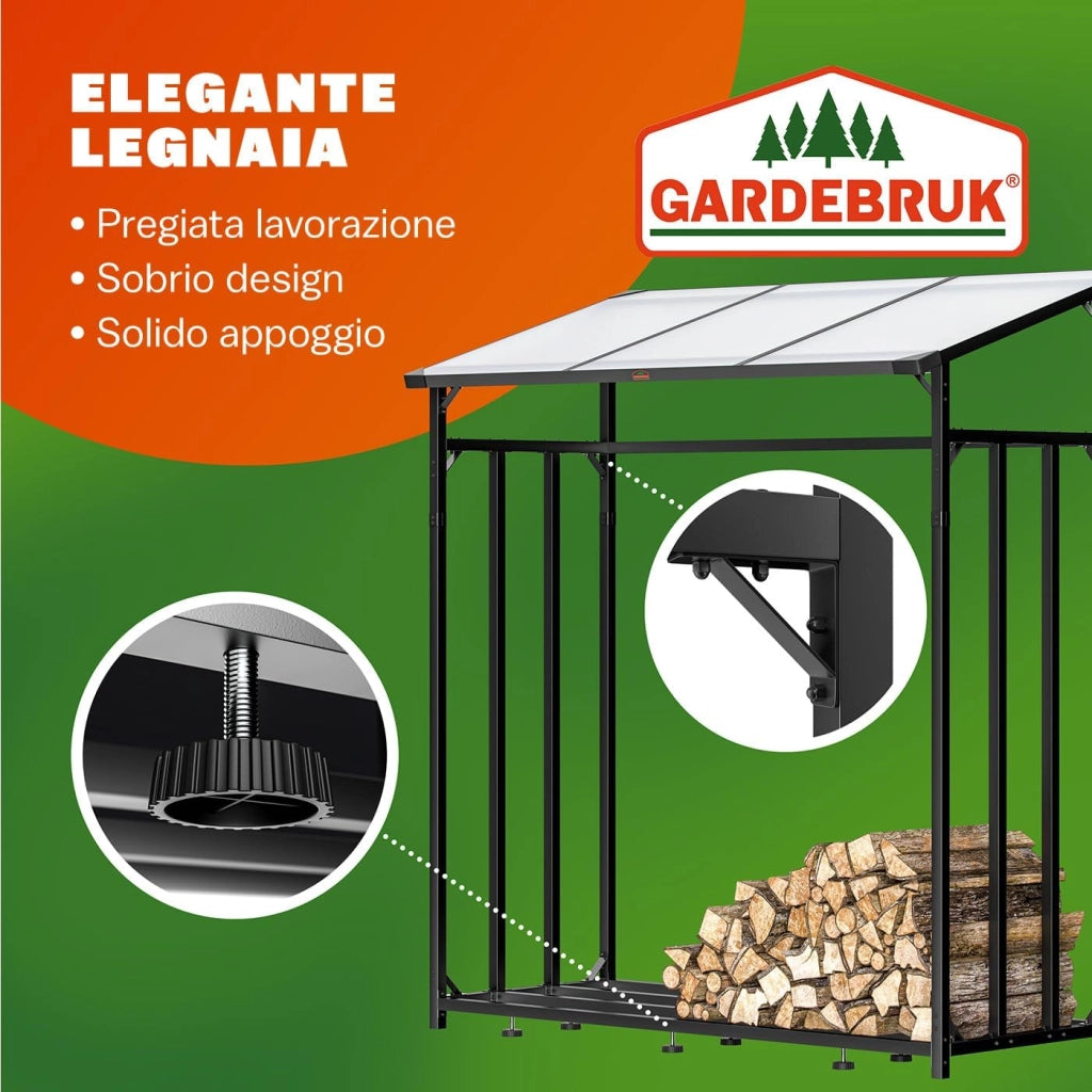 ® Legnaia da Esterno 2,3 m³ 70Px163lx198H cm Tetto Copertura Protettiva Portalegna Rastrelliera Legno Camino Telo Giardino Borsa per Trasporto