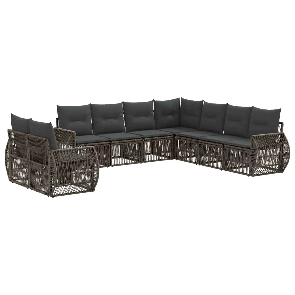 Set Divano da Giardino 9 pcs Grigio e Grigio Scuro polyrattan 3435458