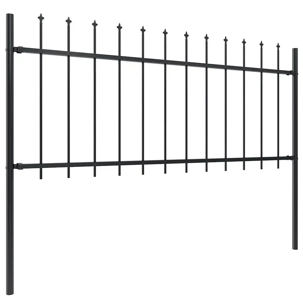 Recinzione da Giardino | Recinzione da cortile Woerden con Punta a Lancia in Acciaio 181x80 cm Nero