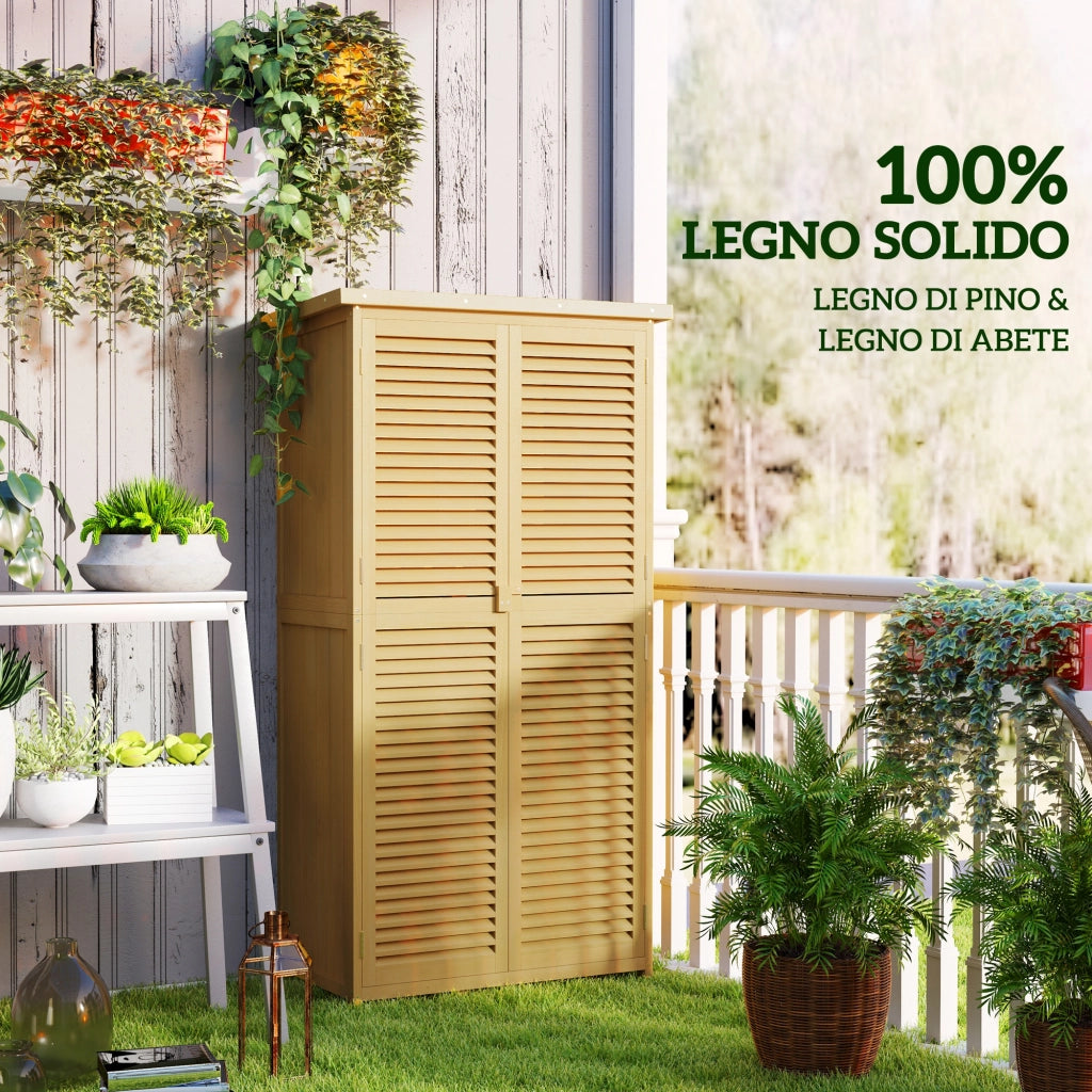 Casetta da Giardino in Legno 4 Ripiani ¨C Zephmum ¨C 87x46.5x160 cm Giallo Verde