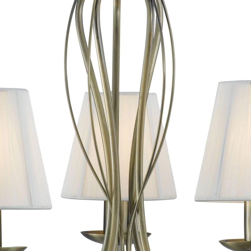 Lampadario Industrial-Nordico Andretti Acciaio Ottone 5 Luci E14