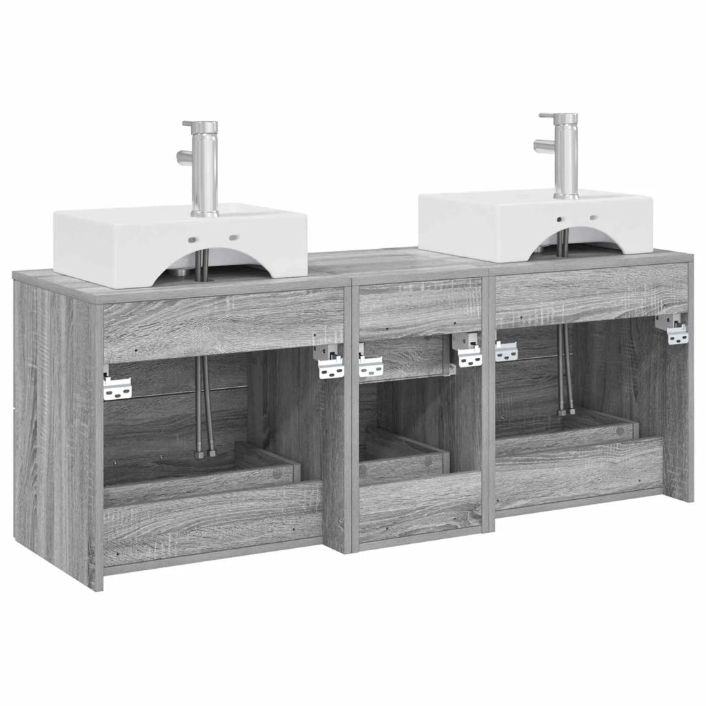 Set di Armadi da Bagno 3 pz Sonoma grigio 49,5 x 41 x 62,5 cm 3405848