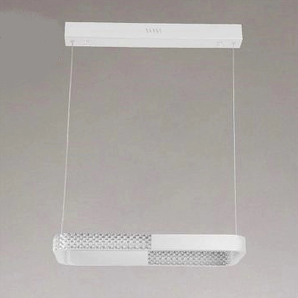 Trade Shop - Lampadario A Sospensione Led 18w Rettangolare Bianco Cristallo Telecomando 32002 -