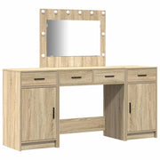 Toeletta | Tavolo da Trucco con cassetto 3 pz Marrone Legno multistrato
