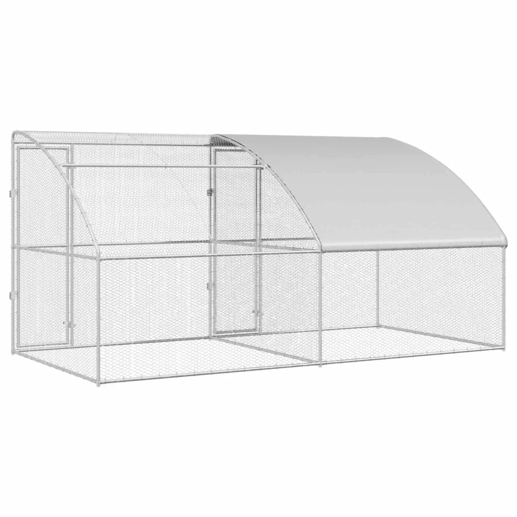 Gabbia per polli 2 pcs Argento 400 x 200 x 200 cm Acciaio e PE