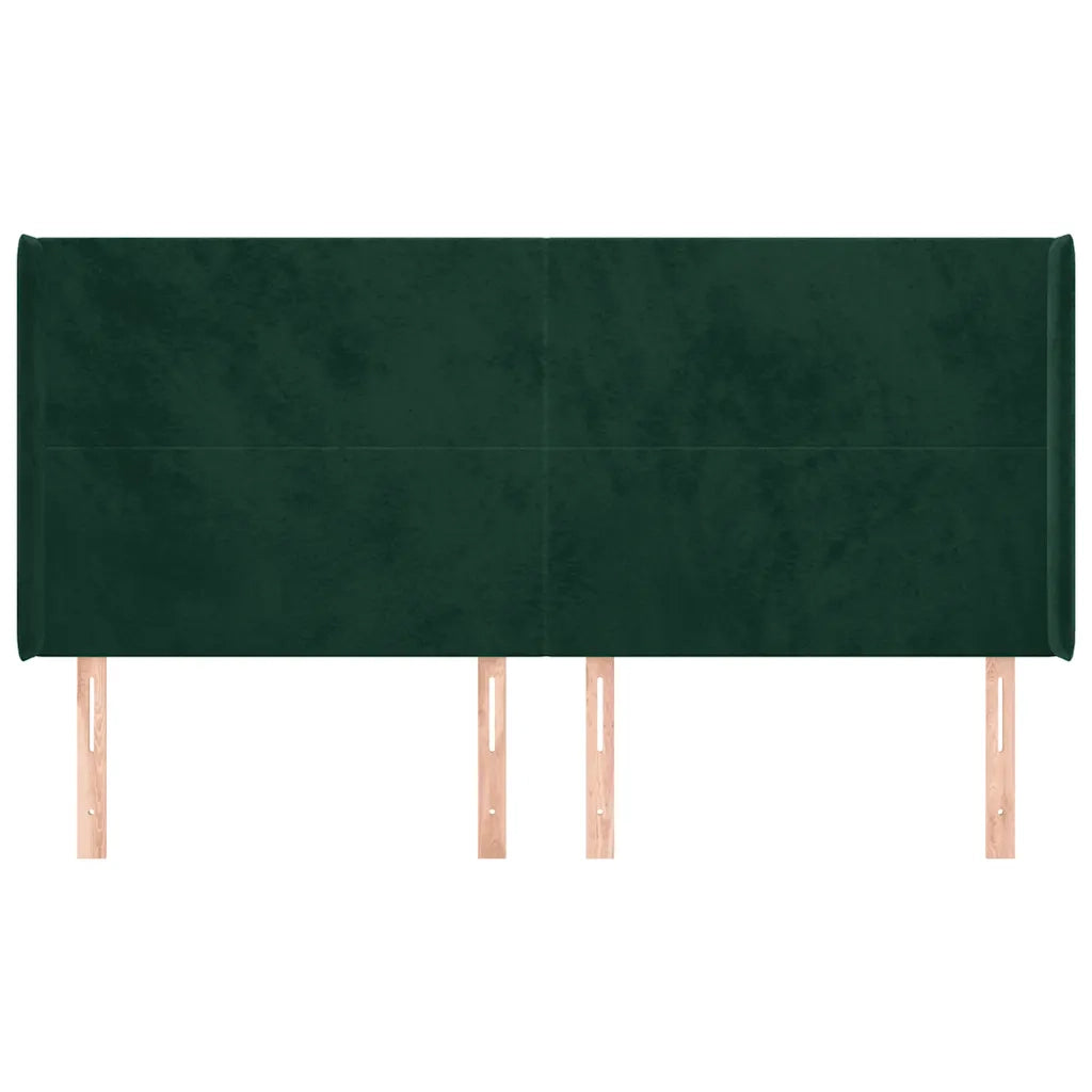 Testiera ad Orecchio Verde Scuro 203x16x118/128 cm in Velluto 3119369