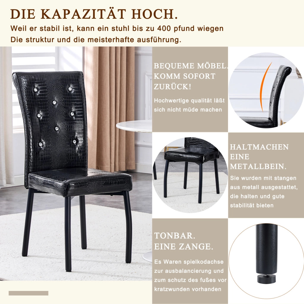 SEDIA DA PRANZO Set da 2 pezzi Nero in PVC e metallo