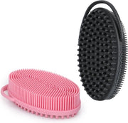 Kit di 2 borsette per corpo in silicone - Maniglia integrata - Borsetta da doccia a doppia faccia - Schiuma per corpo - Exfoliante per pulizia profonda - Massaggio - Nero & Rosa