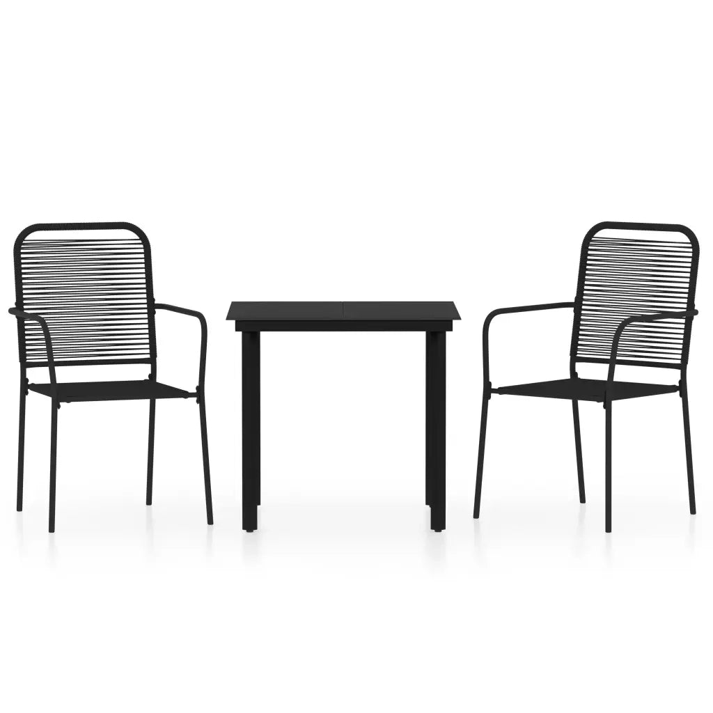 Set Mobili da Pranzo per Giardino 3 pz | Set Salotto da Giardino Nero