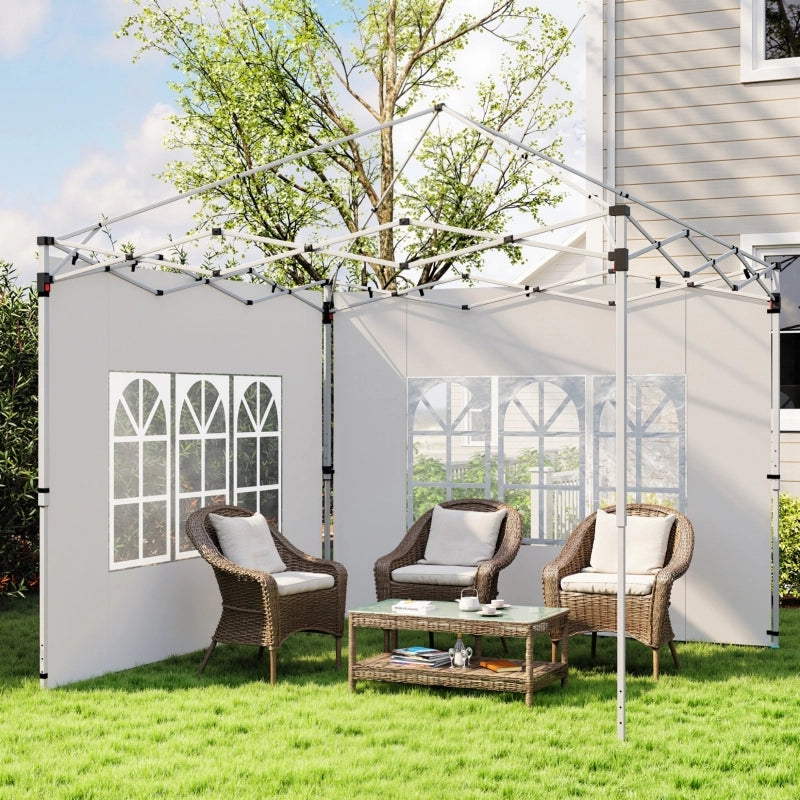 Set di 2 pannelli laterali per gazebo 3x3/3x4 m, parete laterale con finestra, impermeabile, bianca