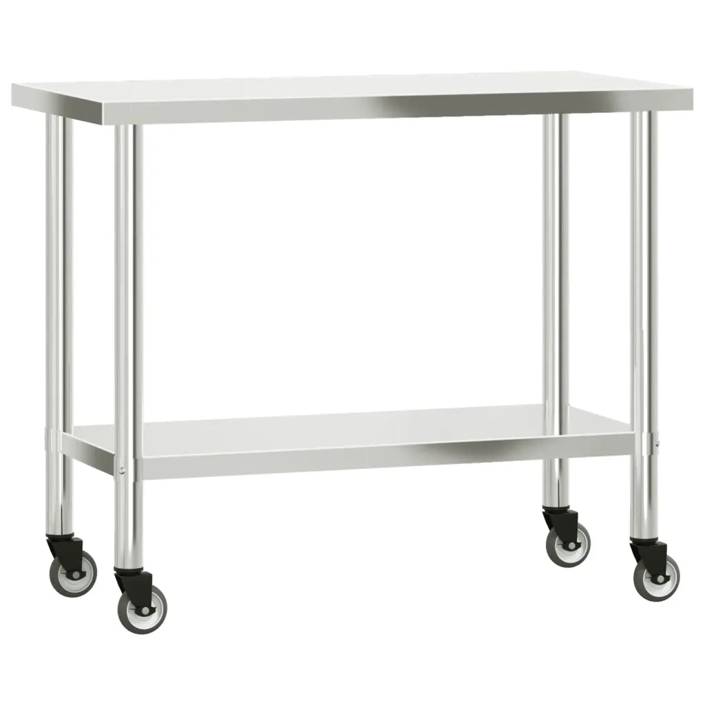 Tavolo Lavoro Cucina con Ripiano 110x55x120 cm Acciaio Inox 3208898